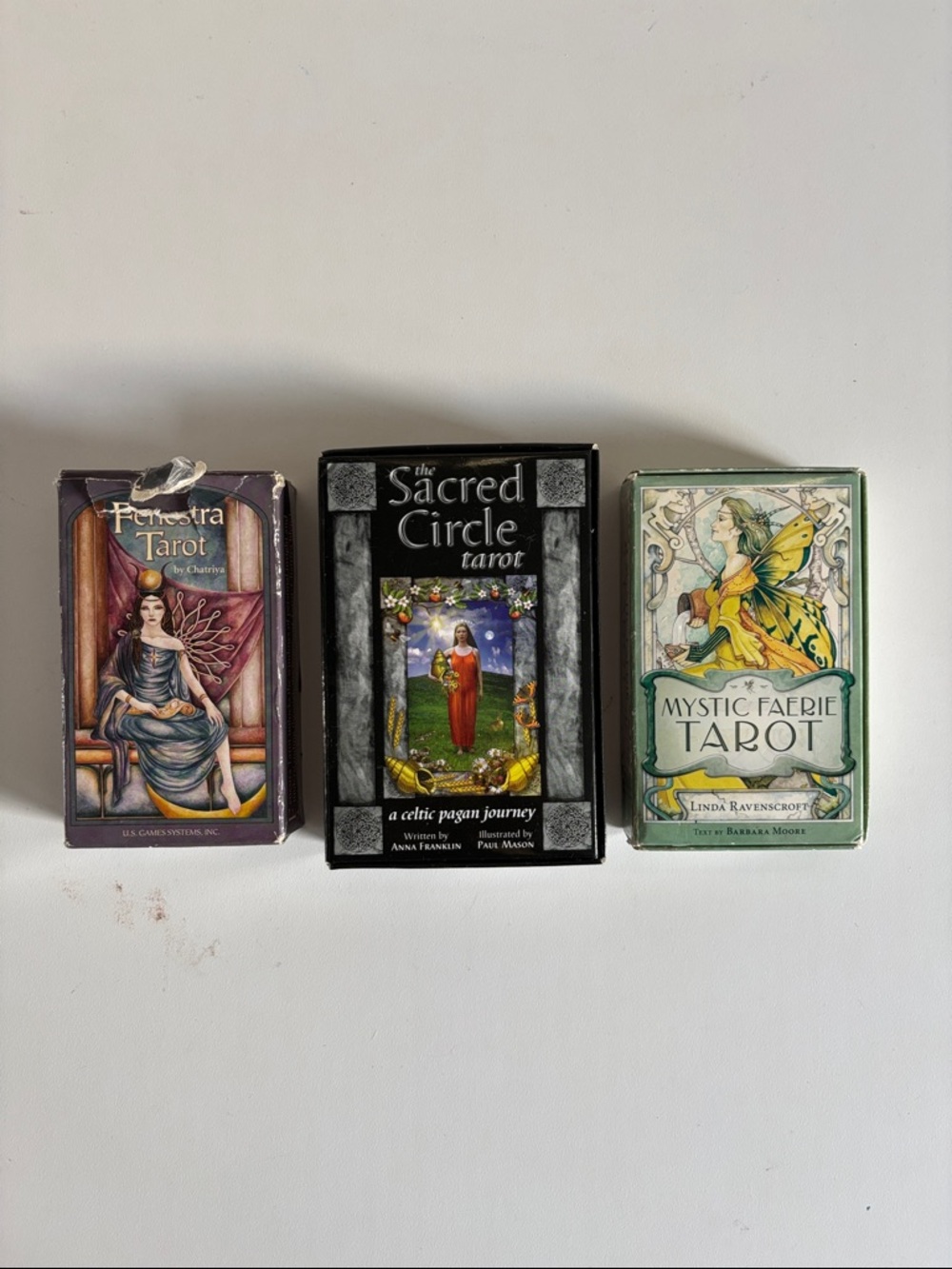 Set of 3 Tarot Decks — Purple, Black, Green Boxes